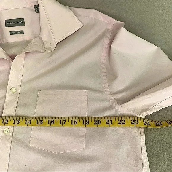 Michael Kors Men Size L Classic Long Sleeve Button Down Dress Shirt Pink Stretch - Picture 4 of 9